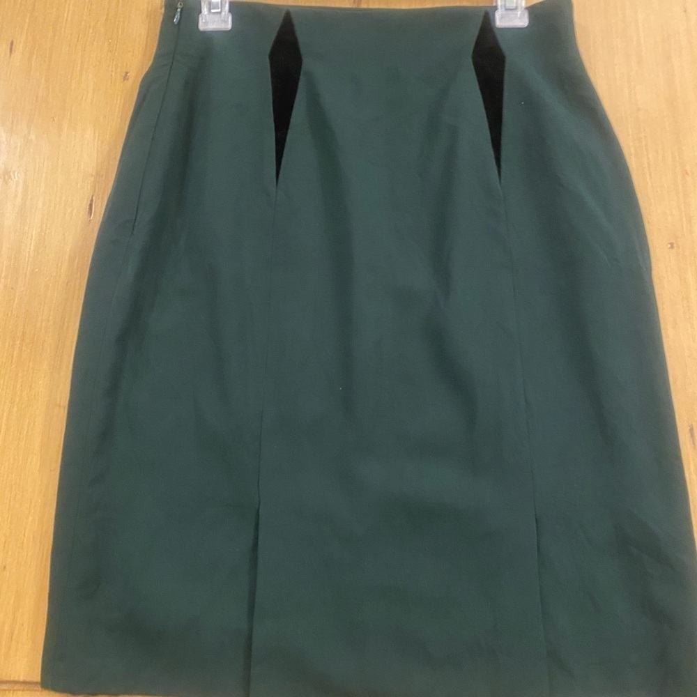 Escada Women’s Wool Green Black Lined Knee Length Skirt Classic Business M - Picture 2 of 13